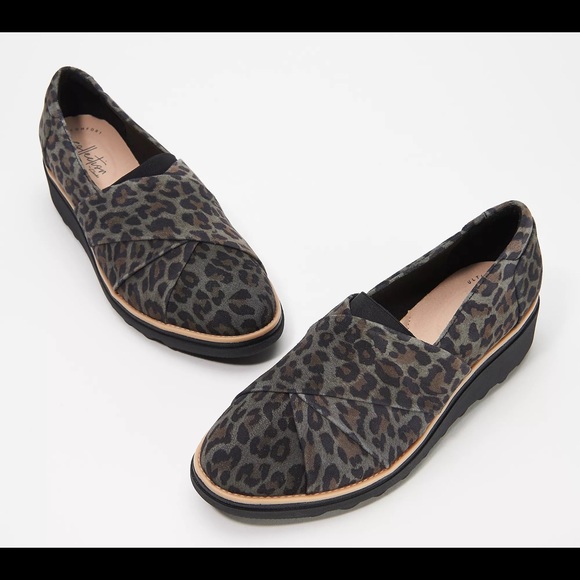 clarks sharon dolly leopard shoes